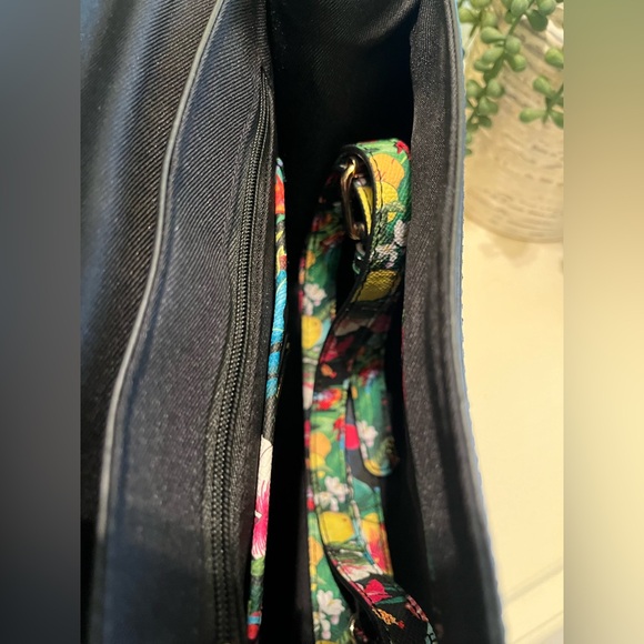 Aldo Baro Tropical Print Top Handle Satchel Bag, Yellow/Multi w/ Crossbody Strap - Picture 10 of 10